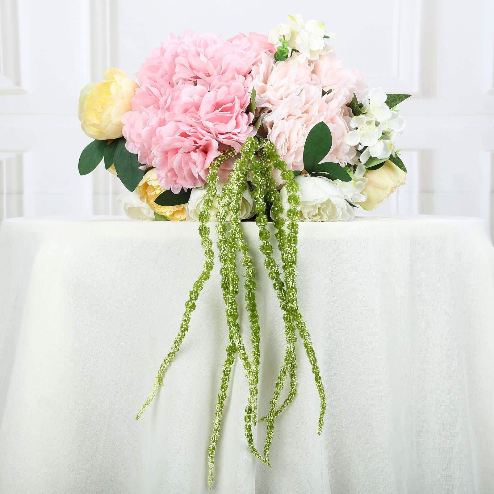 2 Pack Green Artificial Amaranthus Flower Stem Spray and Ivy Leaves 32"