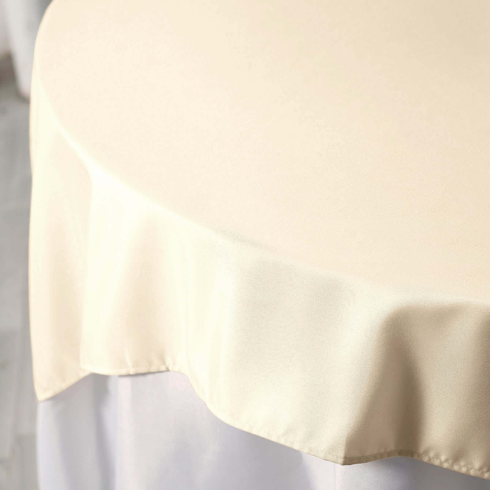Polyester Square 70"x70" Tablecloth Beige - Wrinkle-Resistant & Durable Table Cover