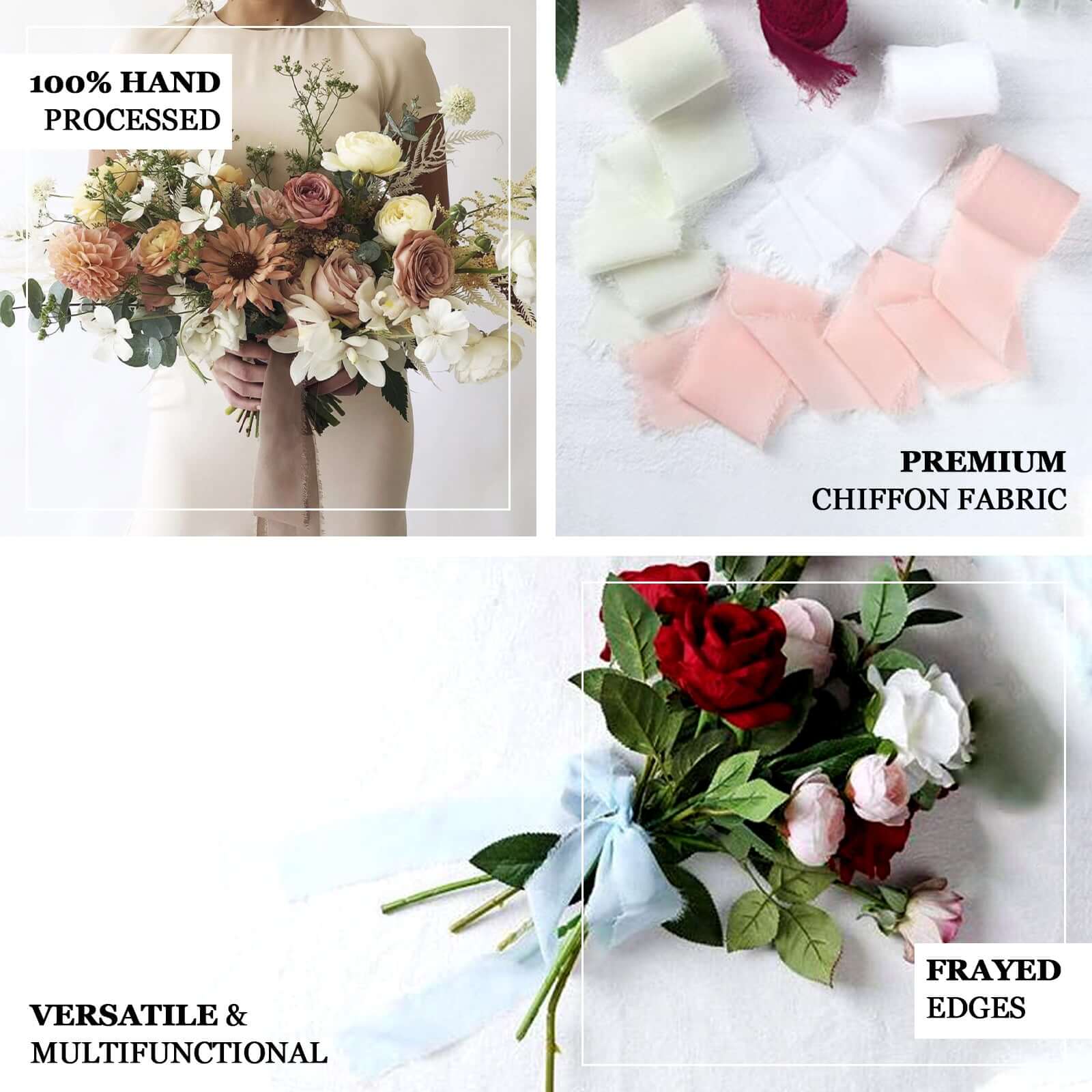 2 Pack 6yds Hunter Emerald Green Silk-Like Chiffon Ribbon Roll, DIY Wedding Bouquet Linen Wrap