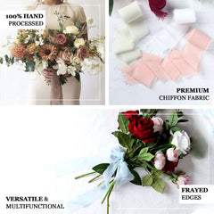 2 Pack 6yds Hunter Emerald Green Silk-Like Chiffon Ribbon Roll, DIY Wedding Bouquet Linen Wrap
