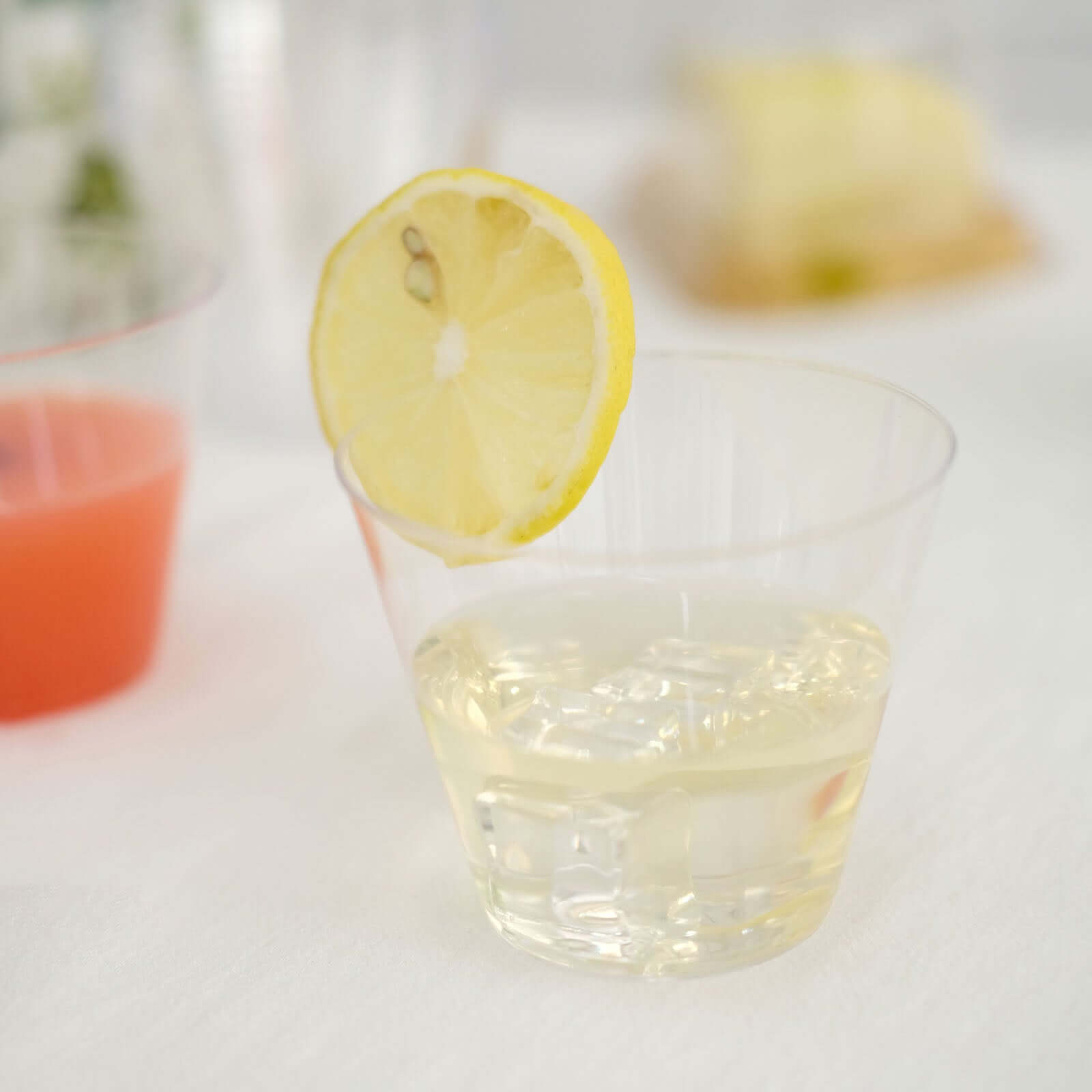 25-Pack Plastic Party Cups Clear Crystal - Stylish Short Disposable Glasses 9oz