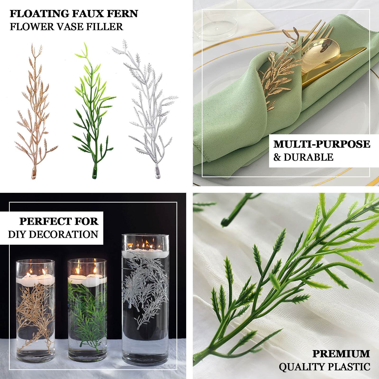 25-Pack Artificial Fern Leaf Branch Stems Green - Versatile Faux Stems for Floral Bouquets Vase Displays & Event Decor 6"