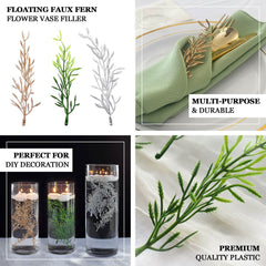 25-Pack Artificial Fern Leaf Branch Stems Green - Versatile Faux Stems for Floral Bouquets Vase Displays & Event Decor 6"