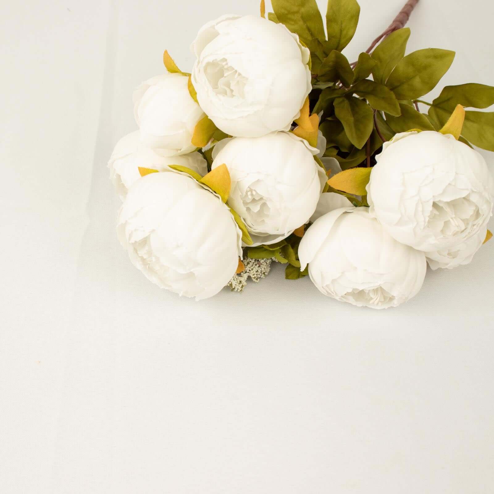2 Pack 19" White Artificial Peony Flower Wedding Bouquets, Faux Silk Flower Arrangements