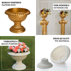 4 Pack 11" Off White Crafted All Weather Roman Inspired Pedestal Column Flower Plant Stand Pot - PVC