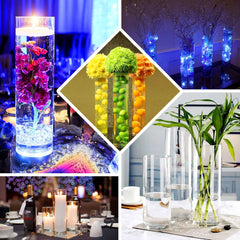 6-Pack Glass Flower Vases Cylinder Design Heavy Duty Clear - Stylish Centerpieces for Weddings 16"