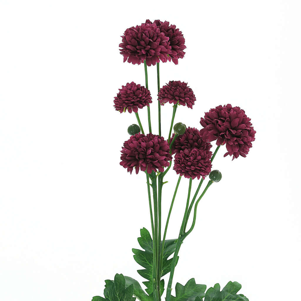 2 Bushes | 33" Burgundy Artificial Chrysanthemum Mum Flower Bouquets