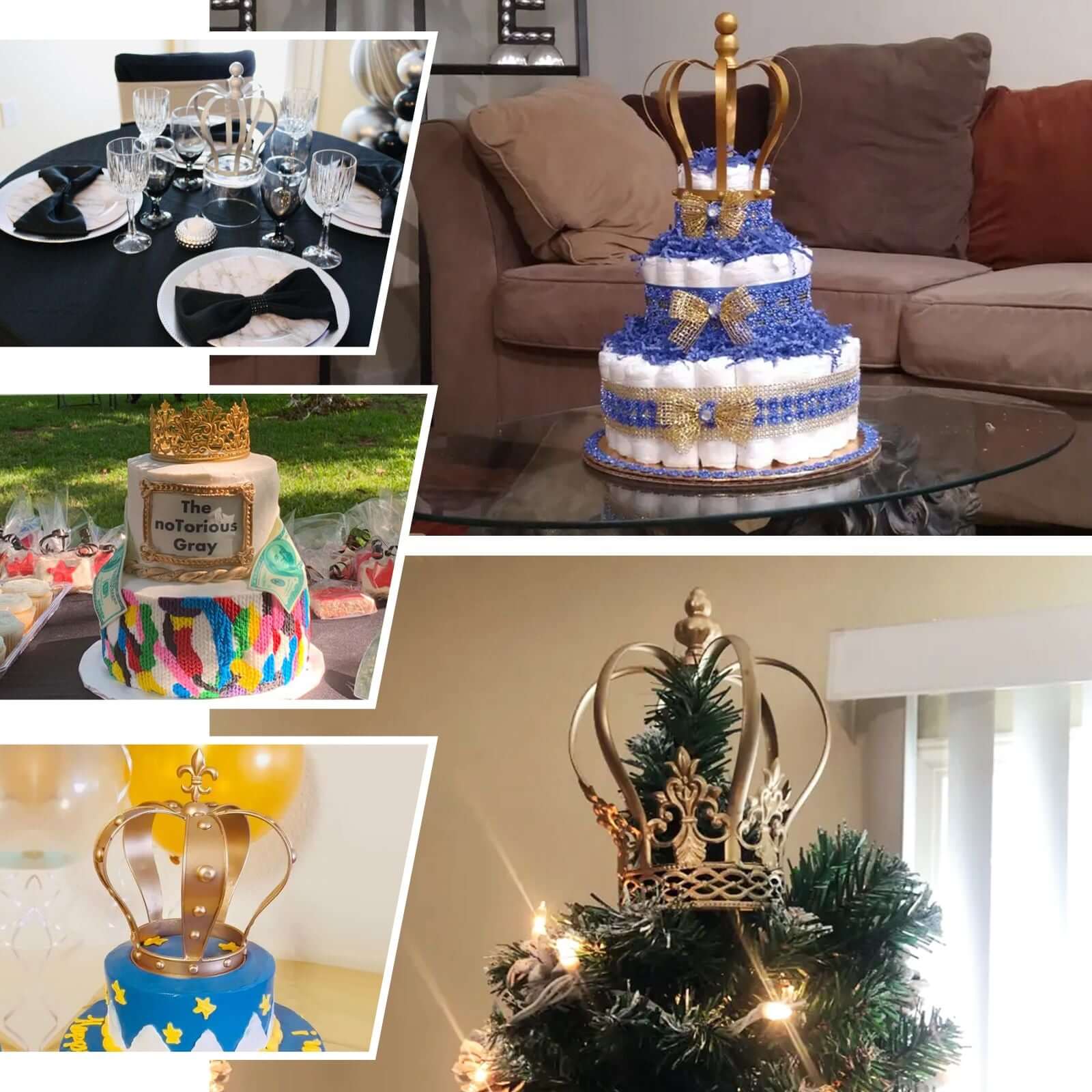 Metal Royal Crown Cake Topper Rose Gold - Sophisticated Wedding Cake Centerpiece Decor for Themed Events 9"