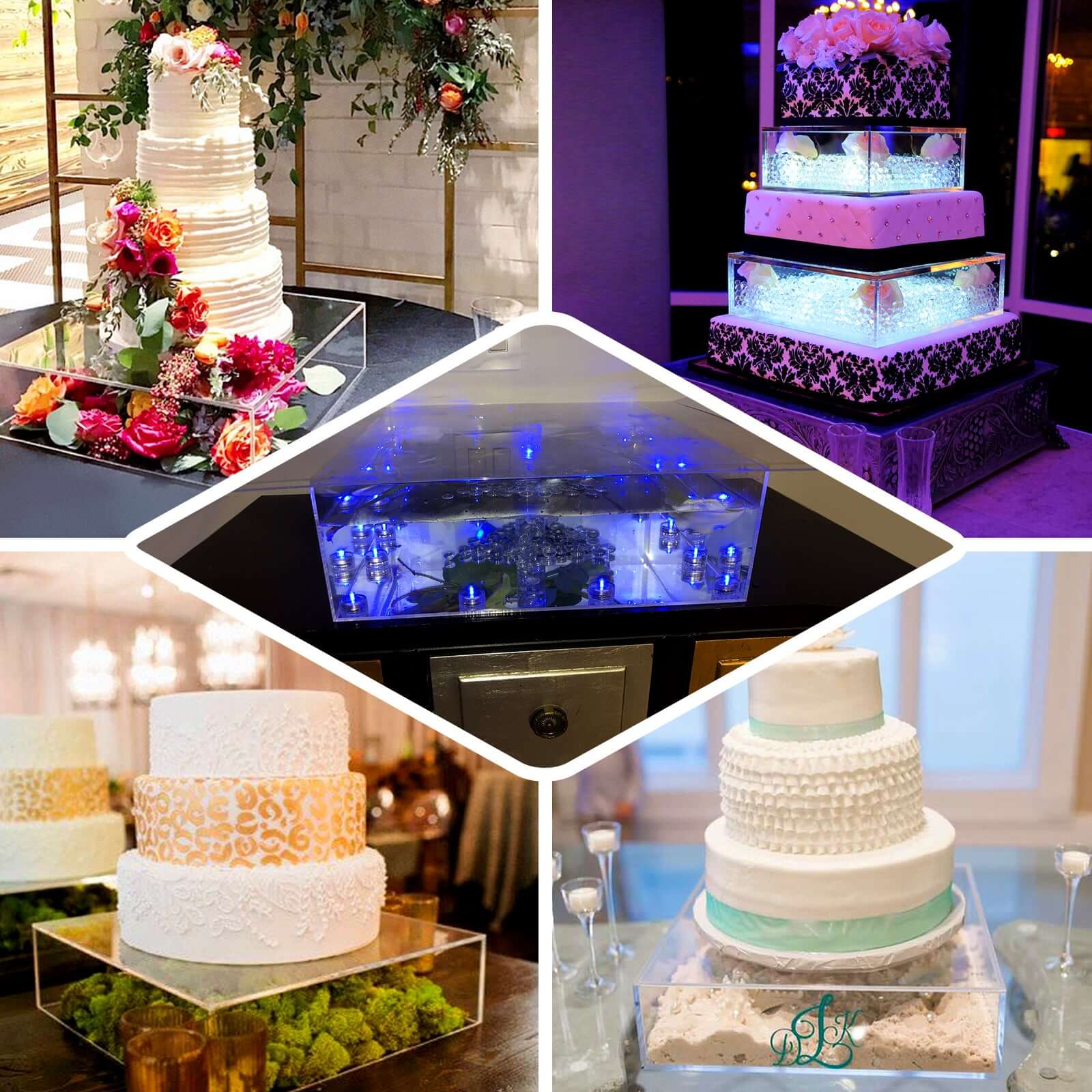 Acrylic Cake Box Stand Pedestal Riser Transparent Clear - Display for Desserts and Events 14"x14"