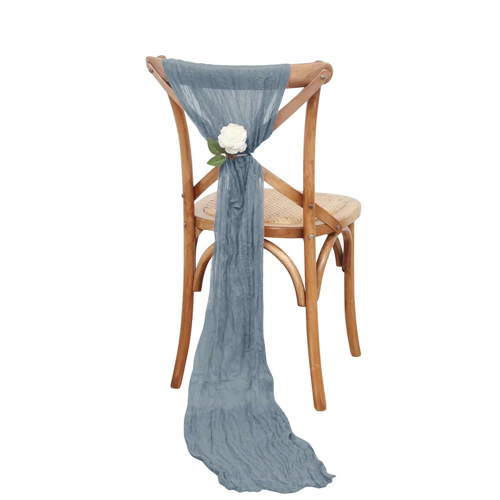 5 Pack Cheesecloth Gauze 16"x88" Chair Sashes Dusty Blue - Boho Chair Decorations