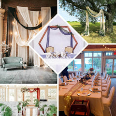 20ft Purple Gauze Cheesecloth Fabric Wedding Arch Drapery, Window Scarf Valance, Boho Decor Arbor Curtain Panel