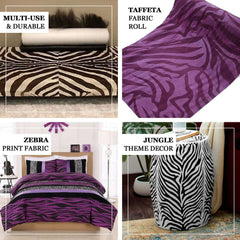 54"x10 Yards Purple Zebra Animal Print Taffeta Fabric Roll