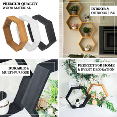 2 Pack 9" Tall Hexagon Rustic Wood Centerpiece Natural Geometric Terrarium Honeycomb Storage Shelf