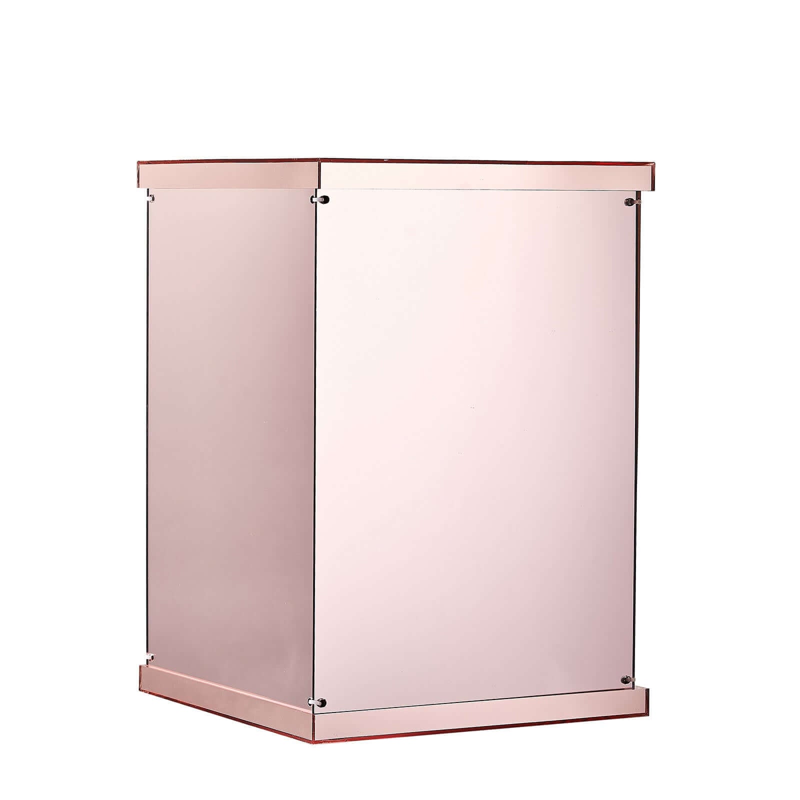 Set of 5 Rose Gold Mirror Finish Acrylic Display Boxes, Pedestal Risers with Interchangeable Lid and Base - 12",16",24",32",40"