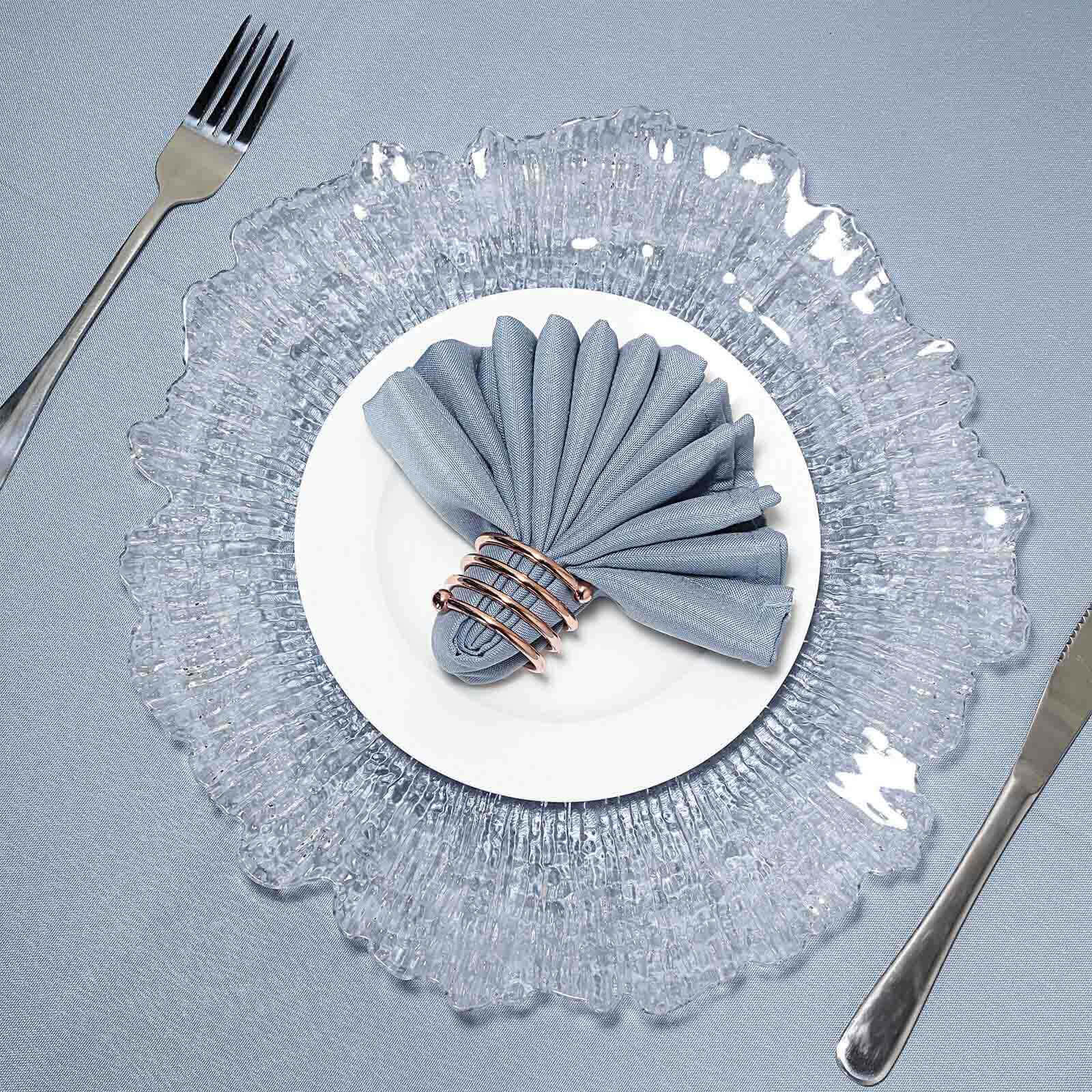6-Pack Plastic Round Charger Plates 12" in Clear with Reef Design, Decorative Dinner Party Serving Plates