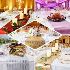 Glitter Paper 9ft Table Runner Roll Silver Disposable Geometric Diamond Pattern Table Decor