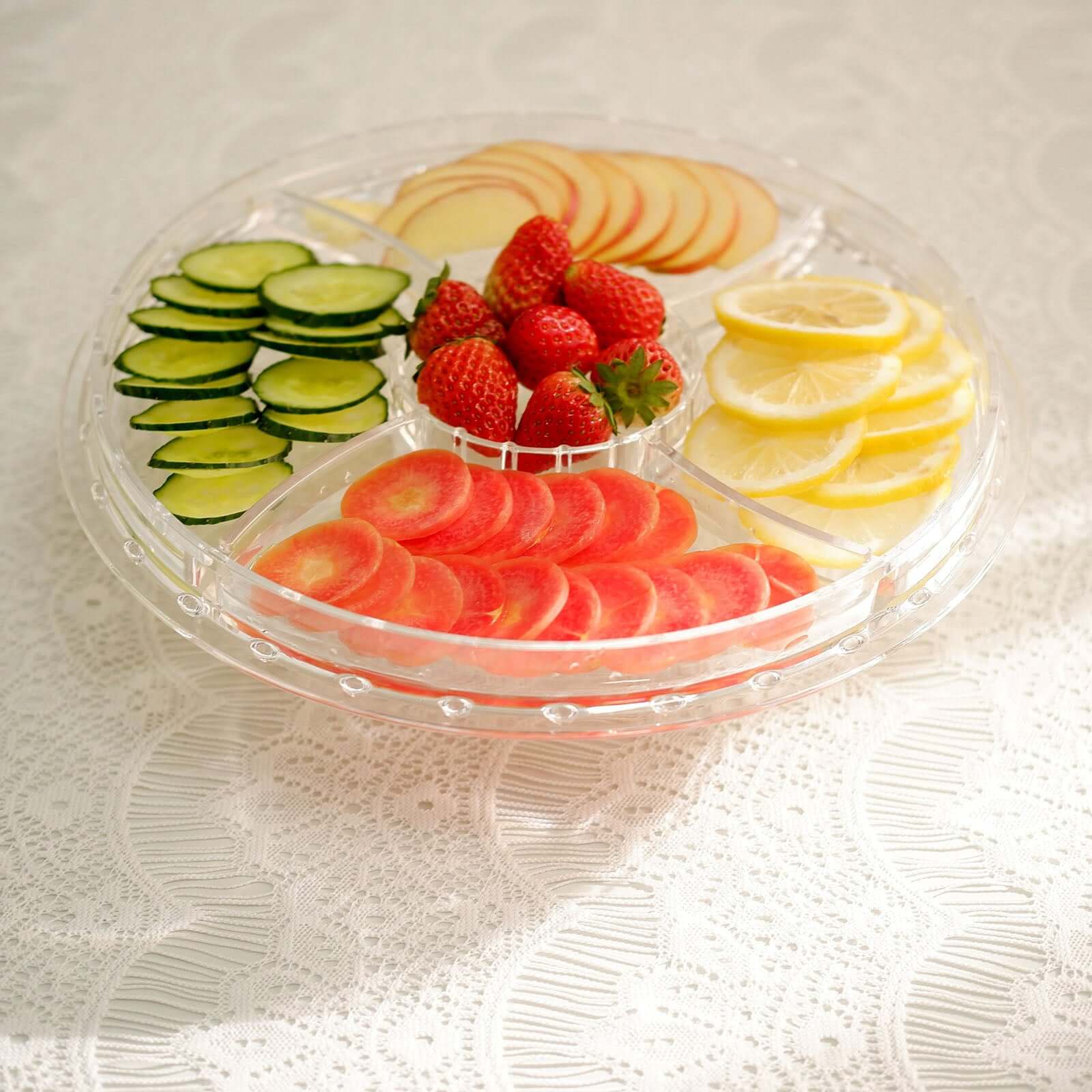 Acrylic Cake Stand with Dome Lid Clear - Multipurpose Reusable Serving Dish Platter Punch Bowl for Weddings Parties & Dessert Buffets 12"