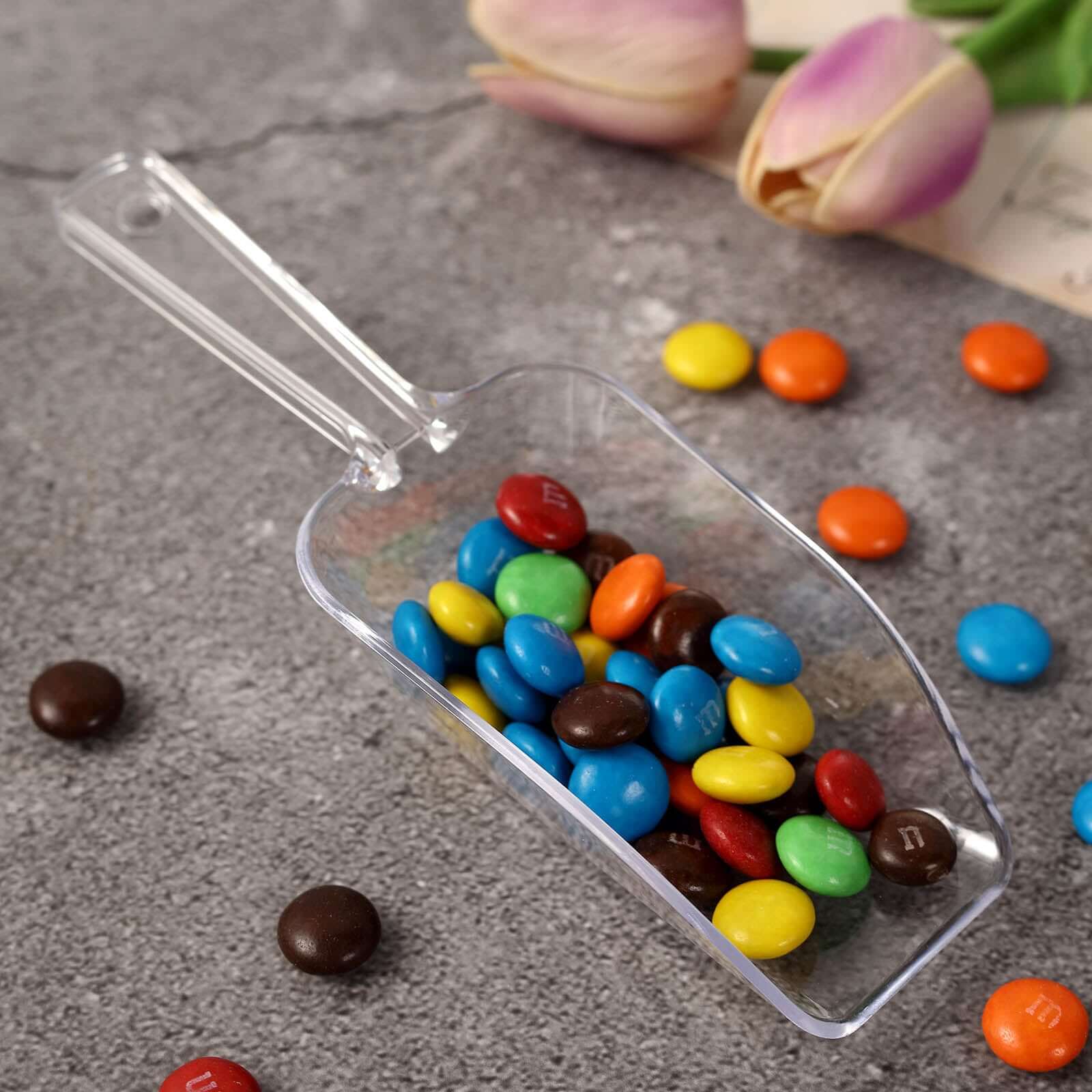 6-Pack Candy Scoops Kitchen Ice Scoop Design Clear - Plastic Disposable Supplies for Bar and Buffet Use 6"