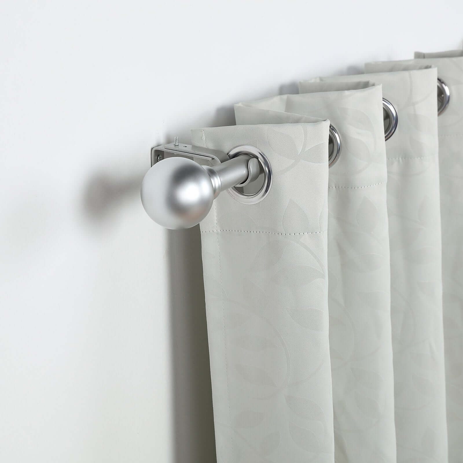 42"-126" Adjustable Curtain Rod Set, Silver, Round Finials