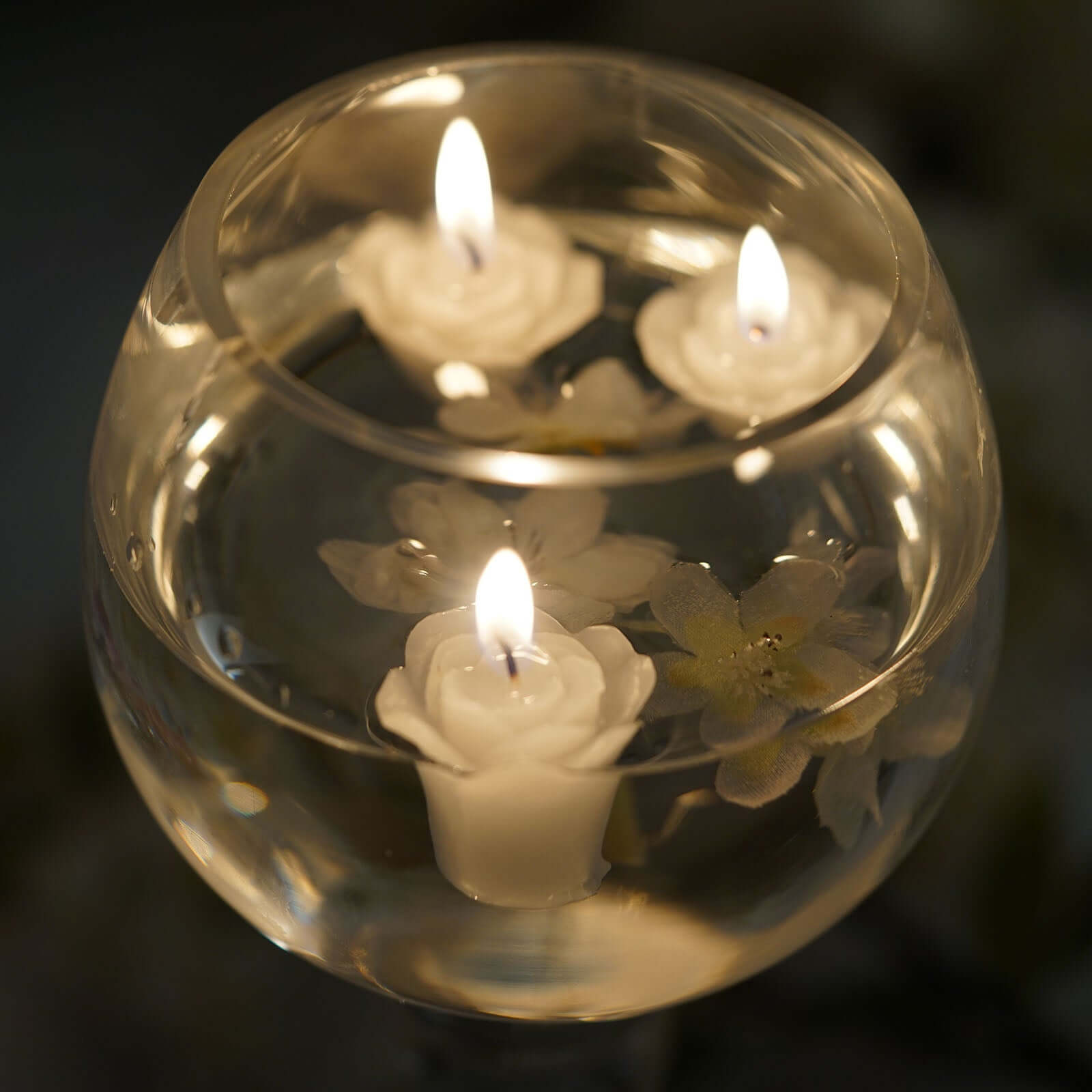12-Pack Mini Floating Candles Rose Flower Design Ivory - Wedding Vase Fillers for Decor 1"
