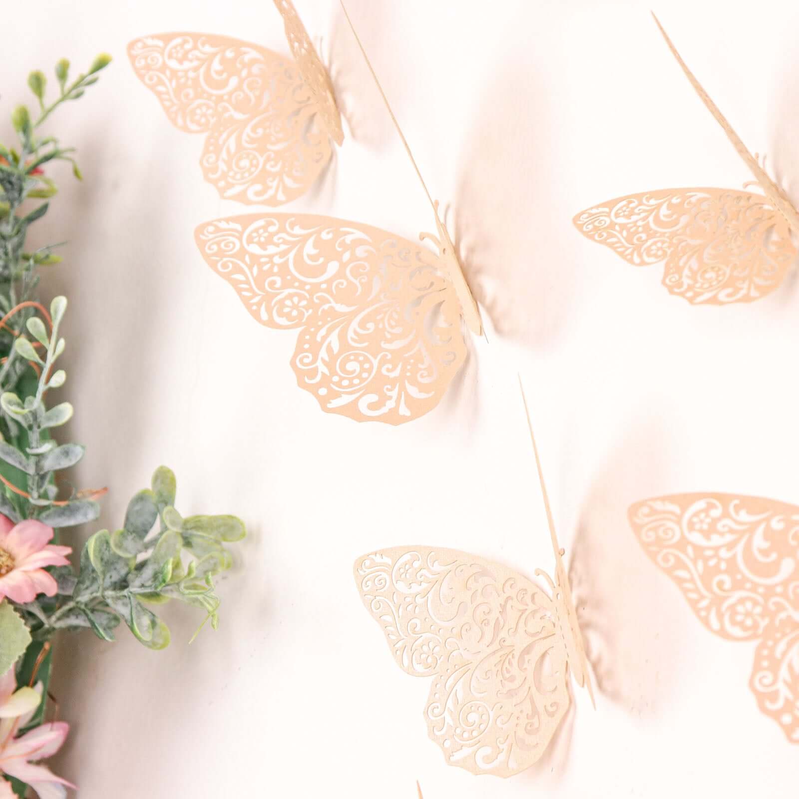 12-Pack 3D Butterfly Wall Decals, DIY Removable Mural Stickers Blush Cake Decorations Eye-Catching Design