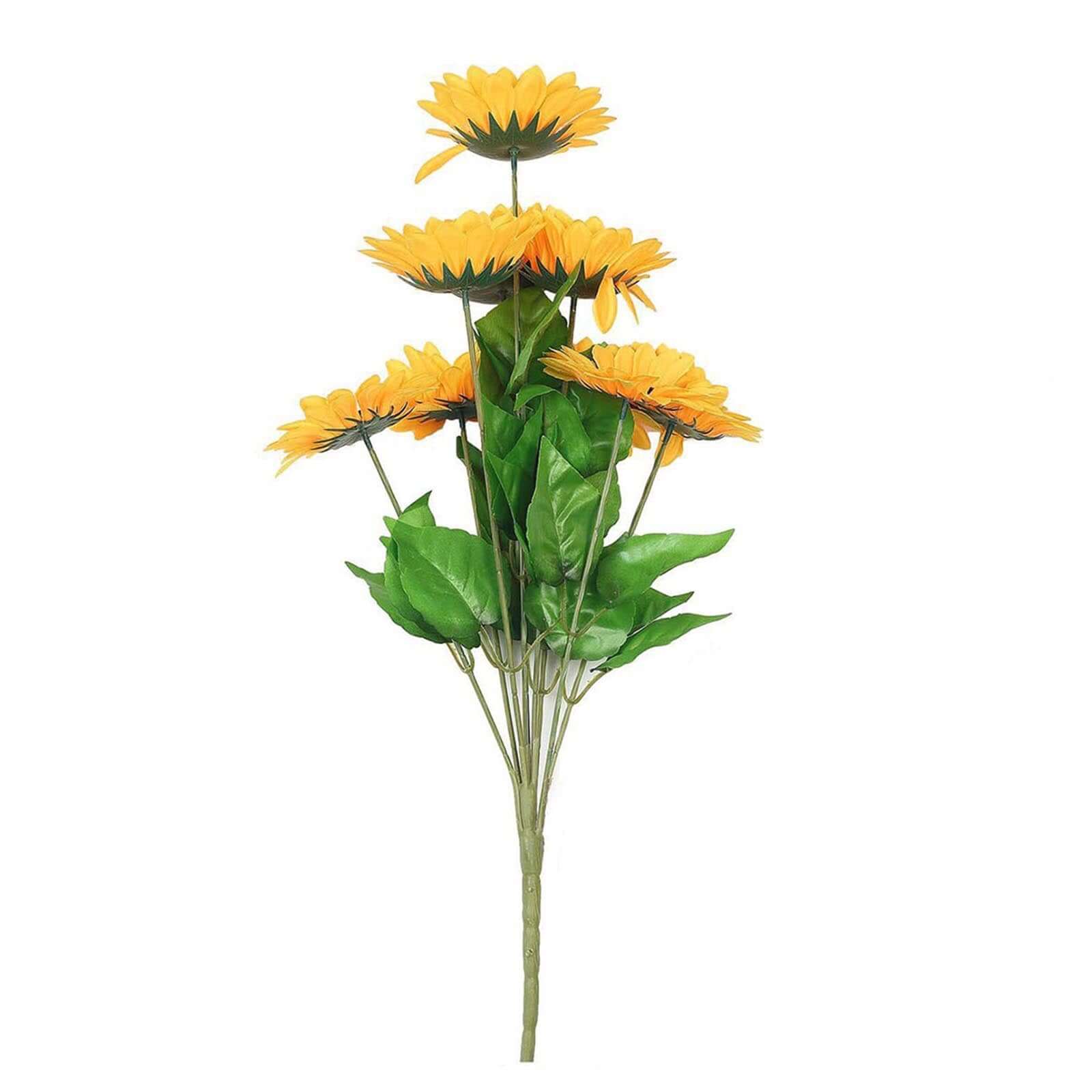 5 Bushes 45 Large Yellow Artificial Silk Blossomed Sunflowers