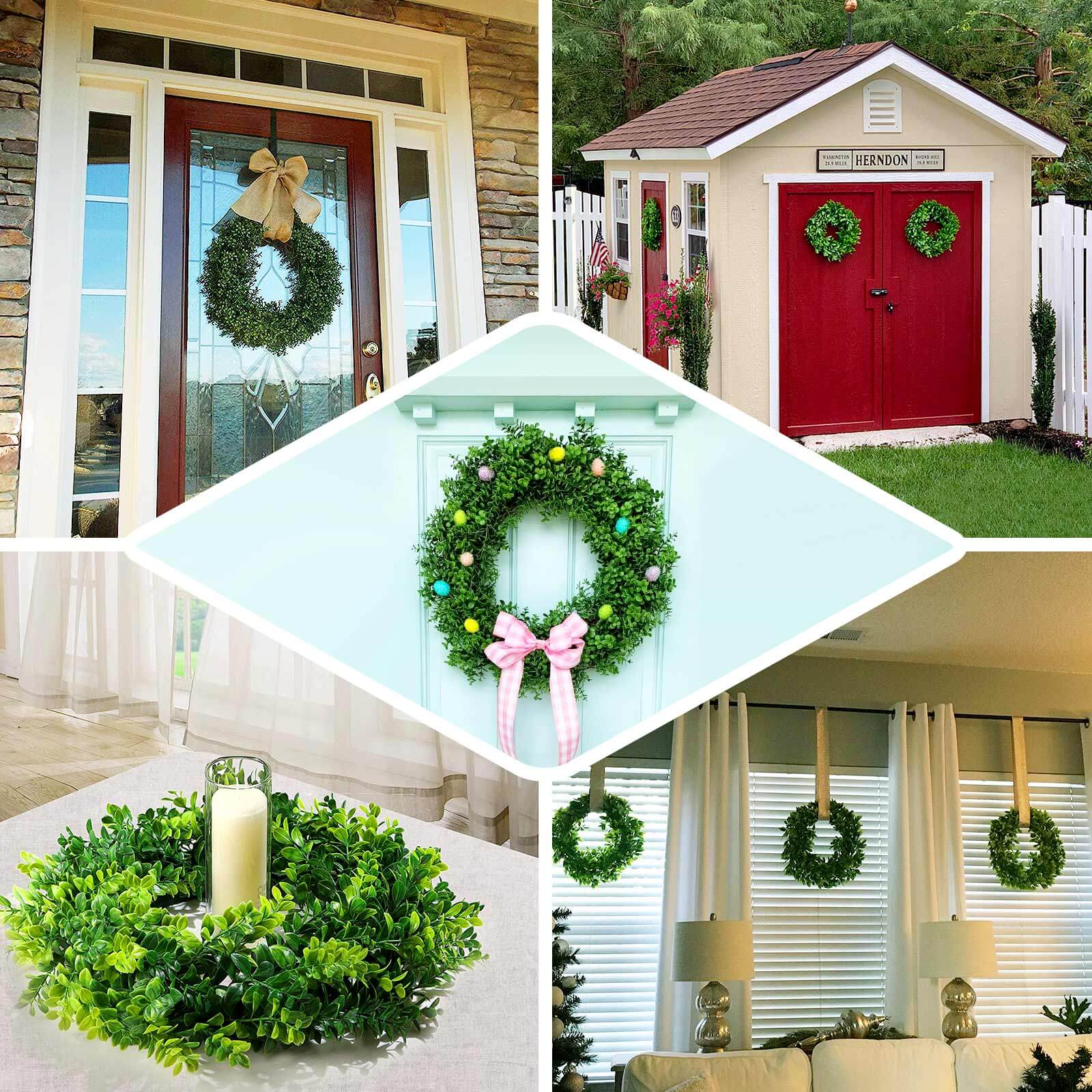 2 Pack 21" Green Artificial Lifelike Jasmine Leaf Spring Wreaths