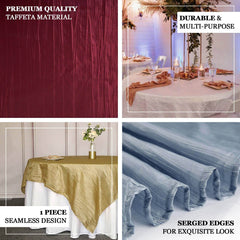 Taffeta 90"x90" Table Overlay Square Tablecloth Silver - Accordion Crinkle Table Cover