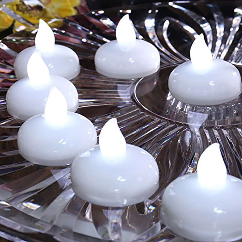 12-Pack Tealight Candles Flameless Design White - Waterproof Floating LED Lighting