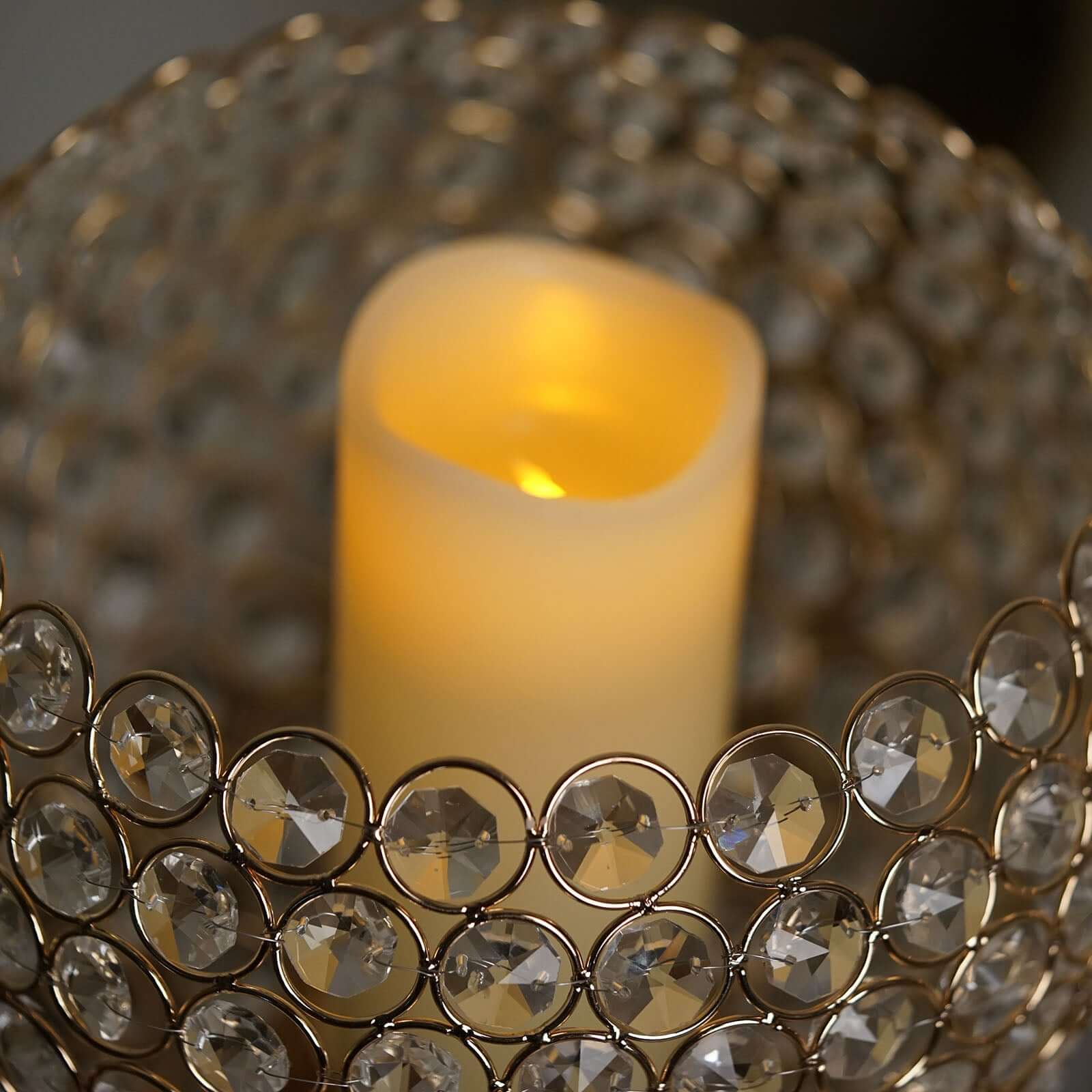 Acrylic Votive Candle Holder Crystal Goblet Design Gold - Table Centerpiece for Weddings 37"