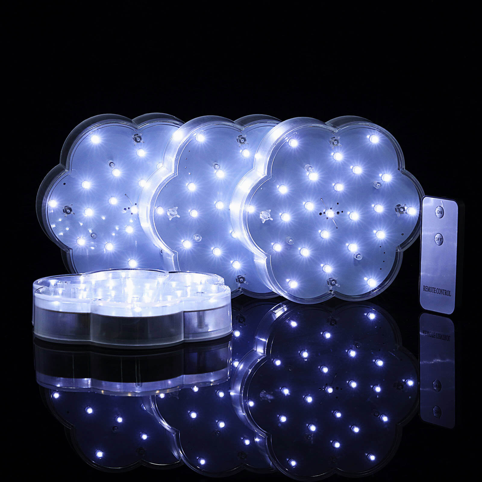 4-Pack LED Disc Lights Flower Shaped Design White - 23 LEDs with Remote DIY Lighting 6"