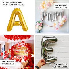 13" Matte Gold Letter and Number Balloons, Mylar Foil Balloons
