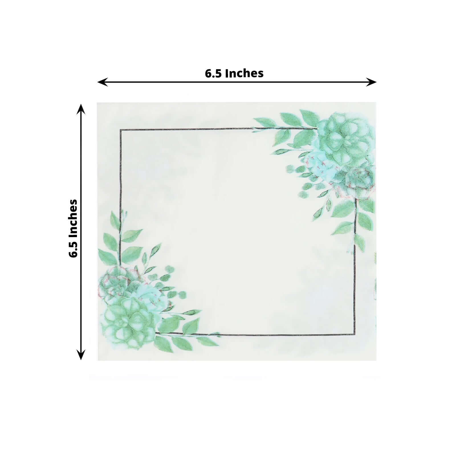 20-Pack Paper Dinner Napkins with Floral Design White/Green - Disposable 2 Ply Beverage Napkins 13"x13"