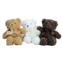 Set of 3 7" Cute Plush Stuffed Teddy Bears Party Favors Centerpiece Decor, Soft Toy Animals Party Decorations - Dark Brown,Ivory,Natural
