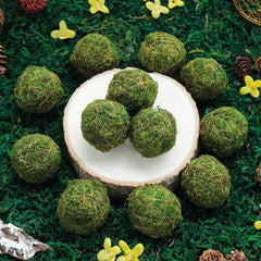 12-Pack Moss Ball Vase Fillers Handmade with Golden Twine Natural Preserved - DIY Decorative Craft Projects 2"