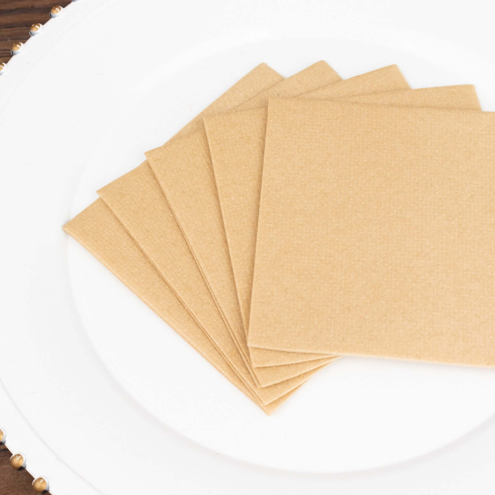 20-Pack Paper Linen-Like Cocktail Napkins Natural - Disposable 5"x5" Airlaid Soft Napkins