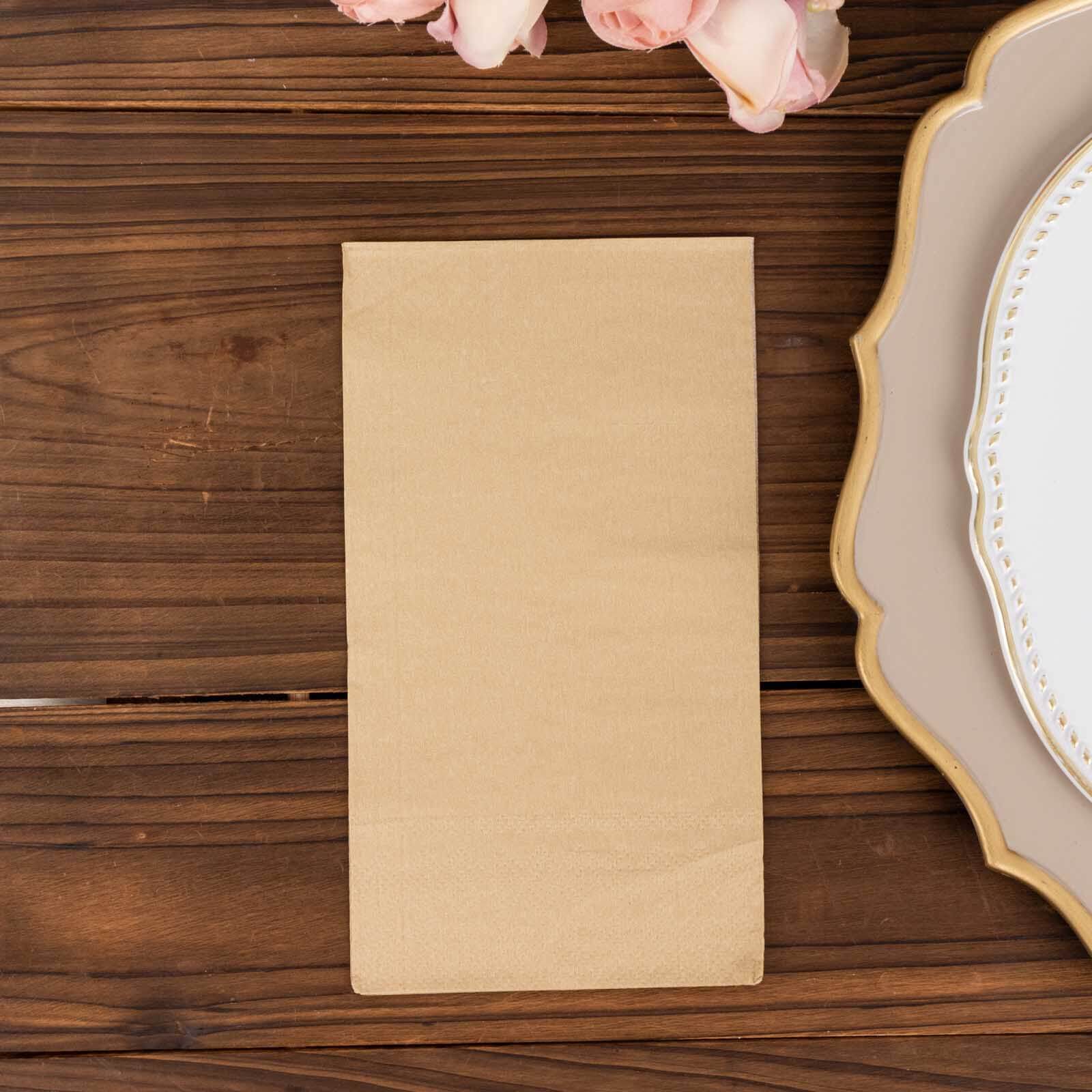 50-Pack Paper Napkins Soft Natural - Disposable 2-Ply Cocktail and Beverage Napkins for Weddings