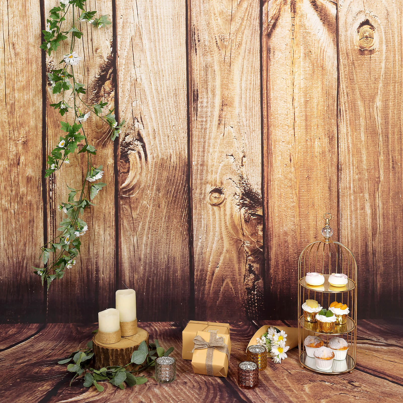 8ftx8ft Rustic Vintage Wood Panels Print Vinyl Photography Backdrop