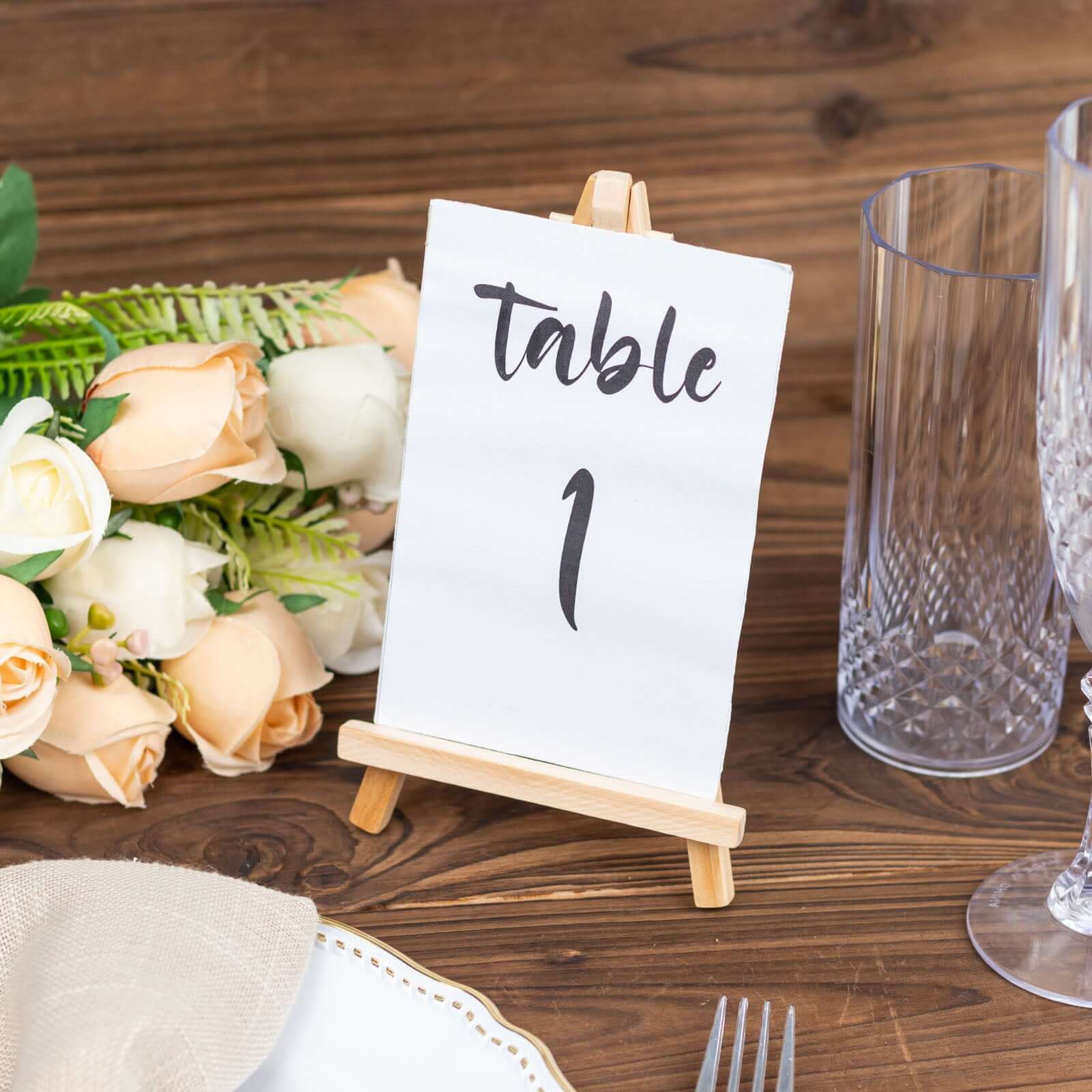 10-Pack Wooden Display Easel Stands DIY Mini Design Natural - Rustic Place Card Table Number Holders 5"