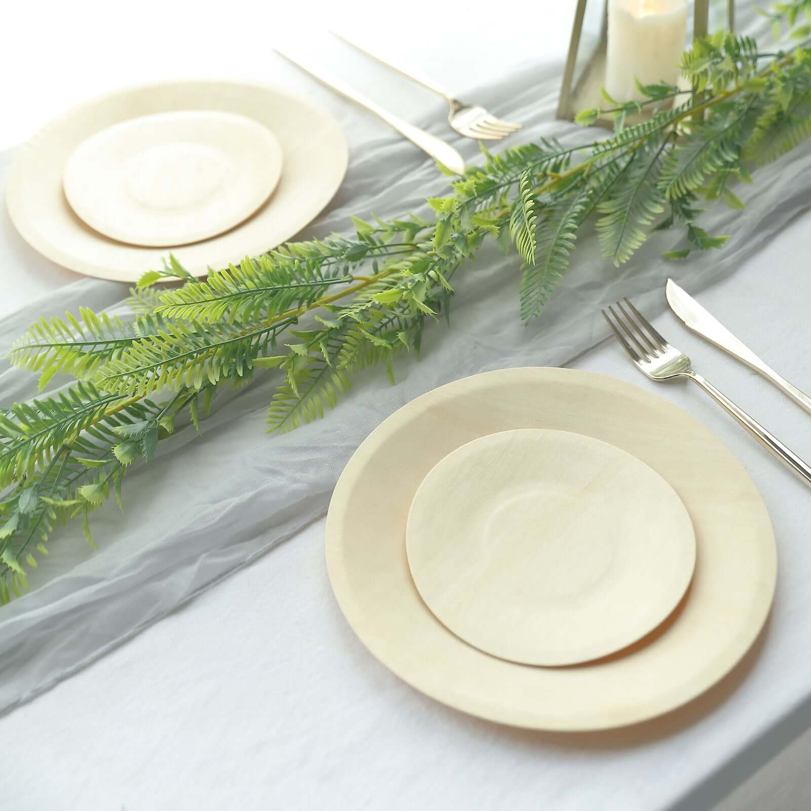 25-Pack Birchwood 6" Round Dessert, Appetizer Plates - Natural Eco Friendly Wooden Disposable Plates for Farmhouse-Style Events, Parties & Gatherings