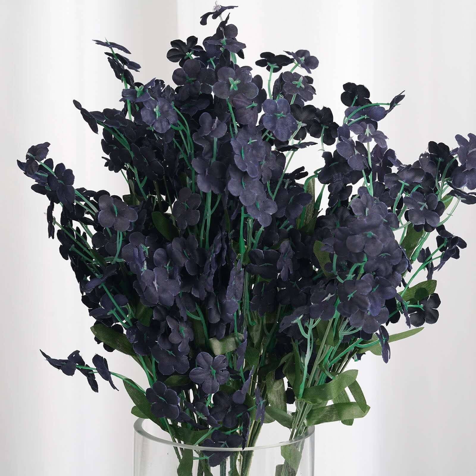 12 Stems Navy Blue Artificial Silk Babys Breath Flower Bushes Spray