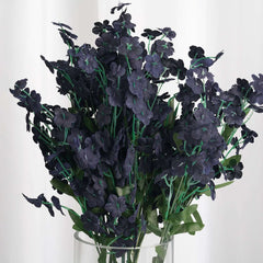 12 Stems Navy Blue Artificial Silk Babys Breath Flower Bushes Spray