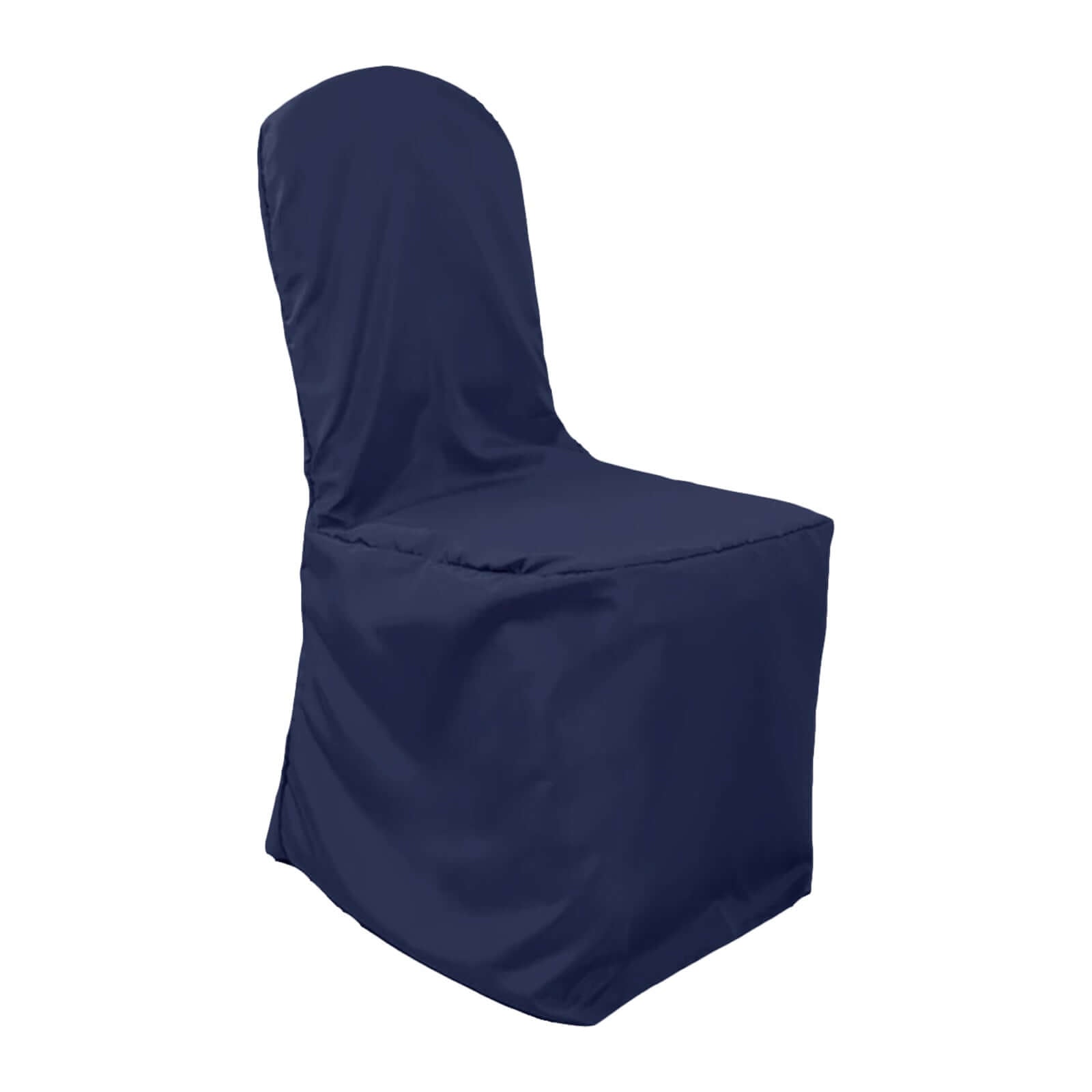 Polyester Slip On Banquet Chair Covers Navy Blue - Stain-Resistant Reusable Durable Fabric