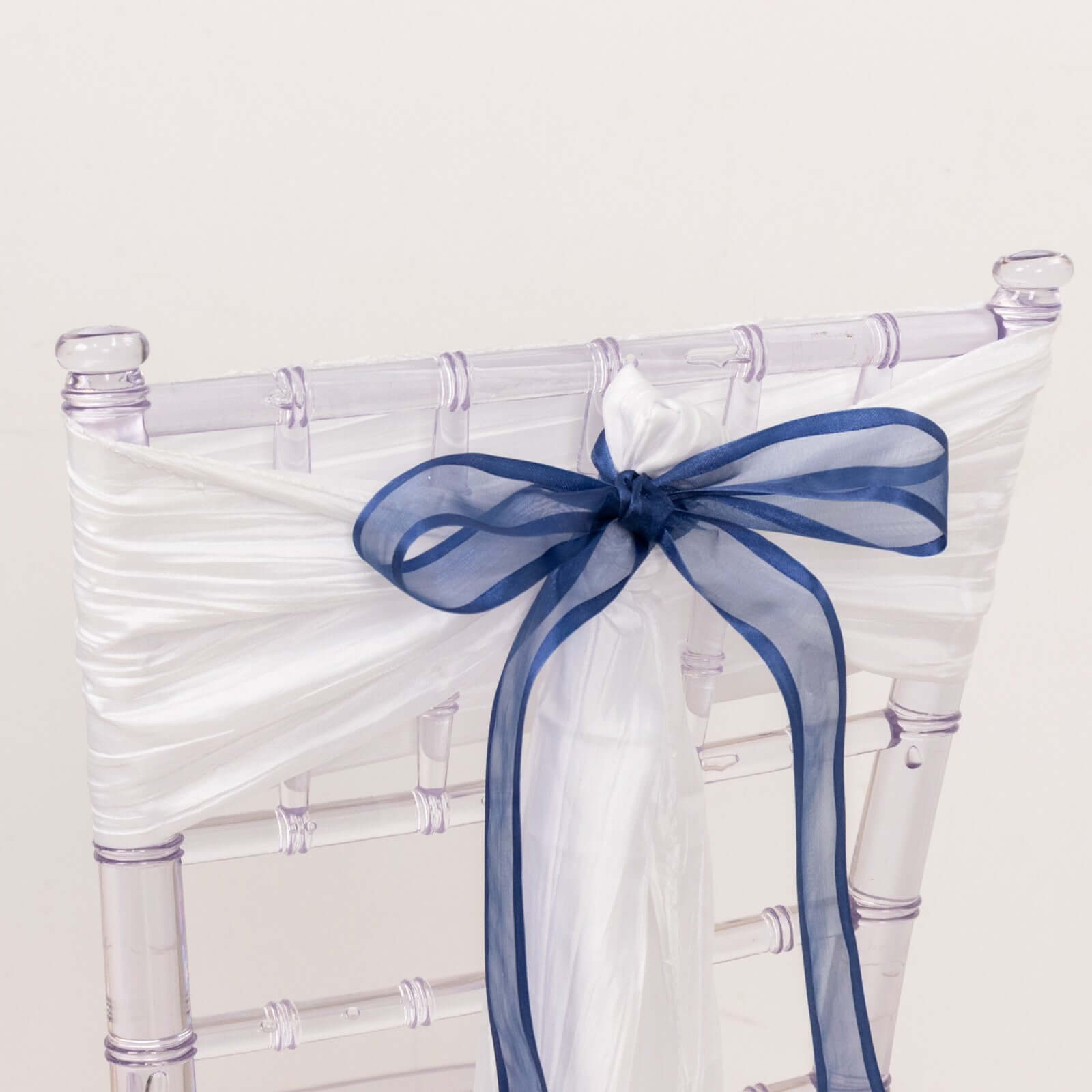 25 Yards 1.5" Navy Blue Sheer Organza Ribbon With Satin Edges
