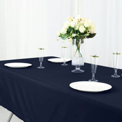 Cotton Blend 60"x102" Rectangle Tablecloth Navy Blue - Wrinkle-Resistant Table Cover