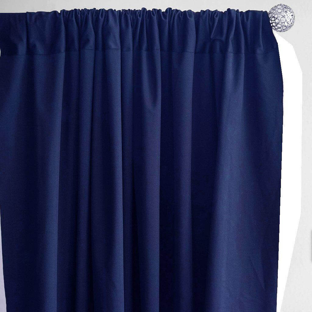 2 Pack Navy Blue Scuba Polyester Event Curtain Drapes, Durable Flame Resistant Backdrop Event Panels Wrinkle Free with Rod Pockets - 10ftx10ft