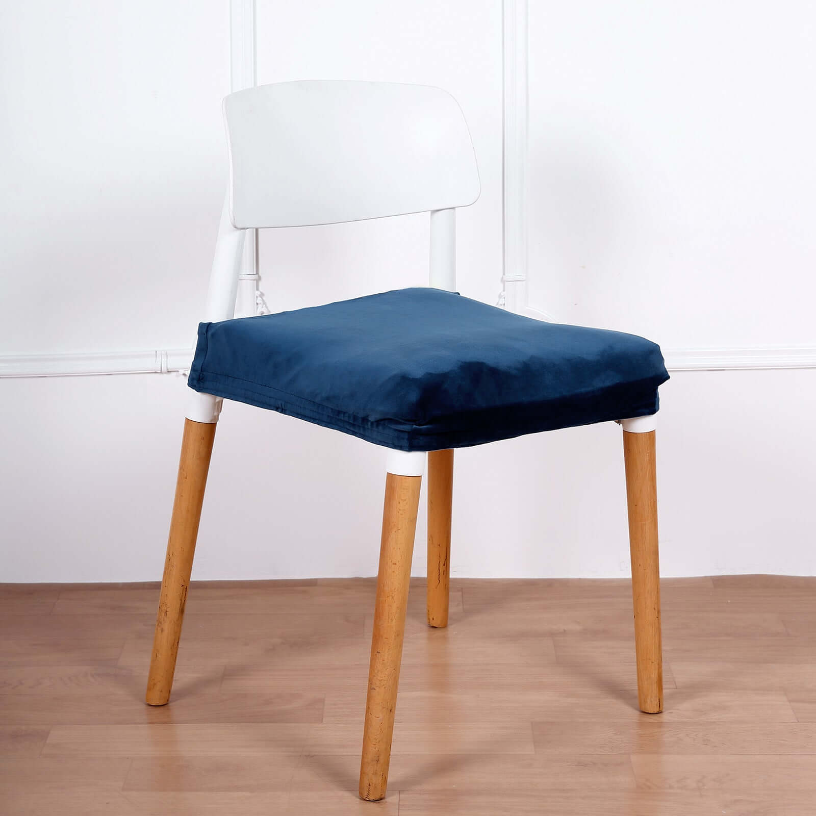 Velvet Chair Cushion Protector Stretch with Tie for Dining Chairs Navy Blue - Durable Cover for Formal Gatherings