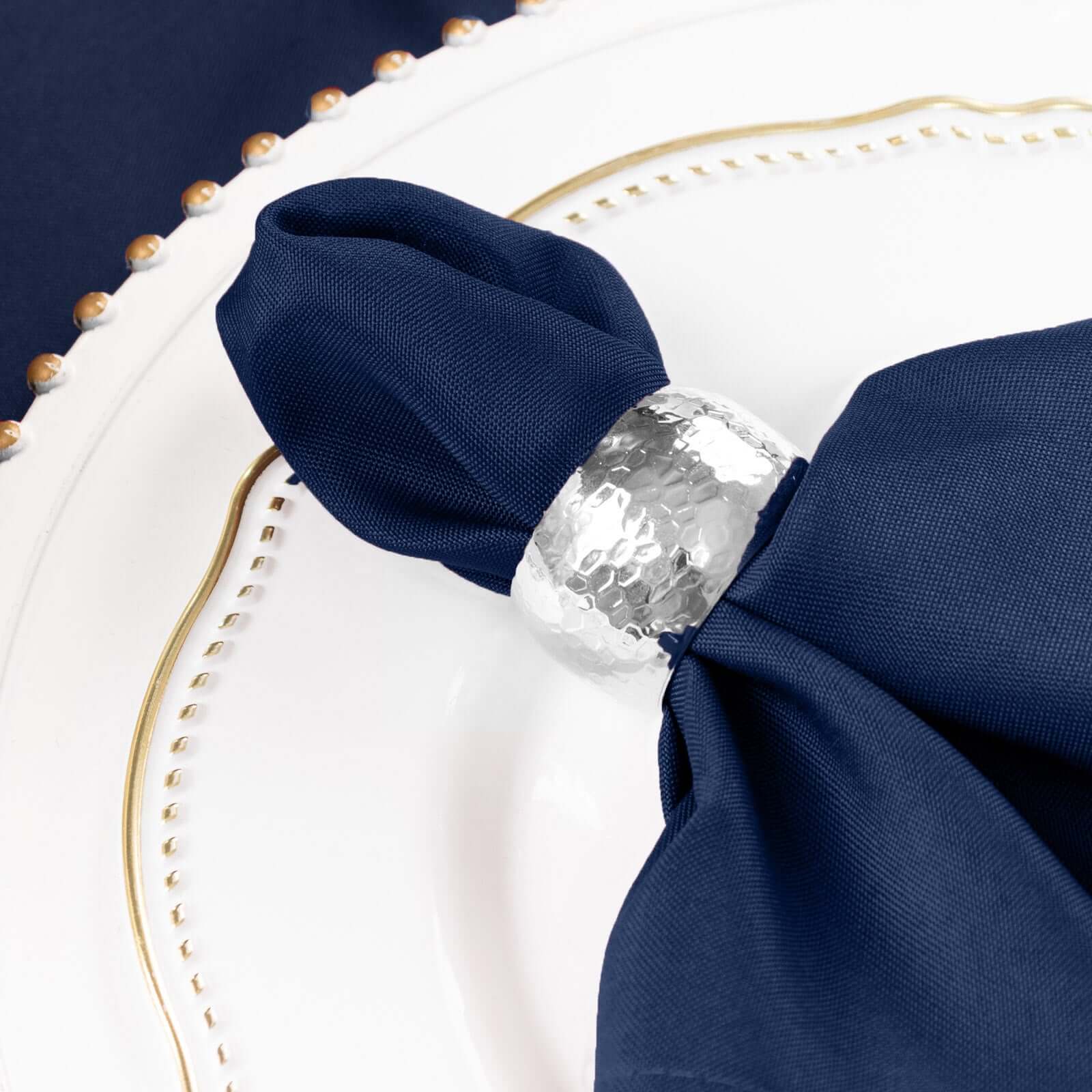 5 Pack Polyester 17"x17" Napkins Navy Blue - Durable & Wrinkle Resistant Dinner Napkins