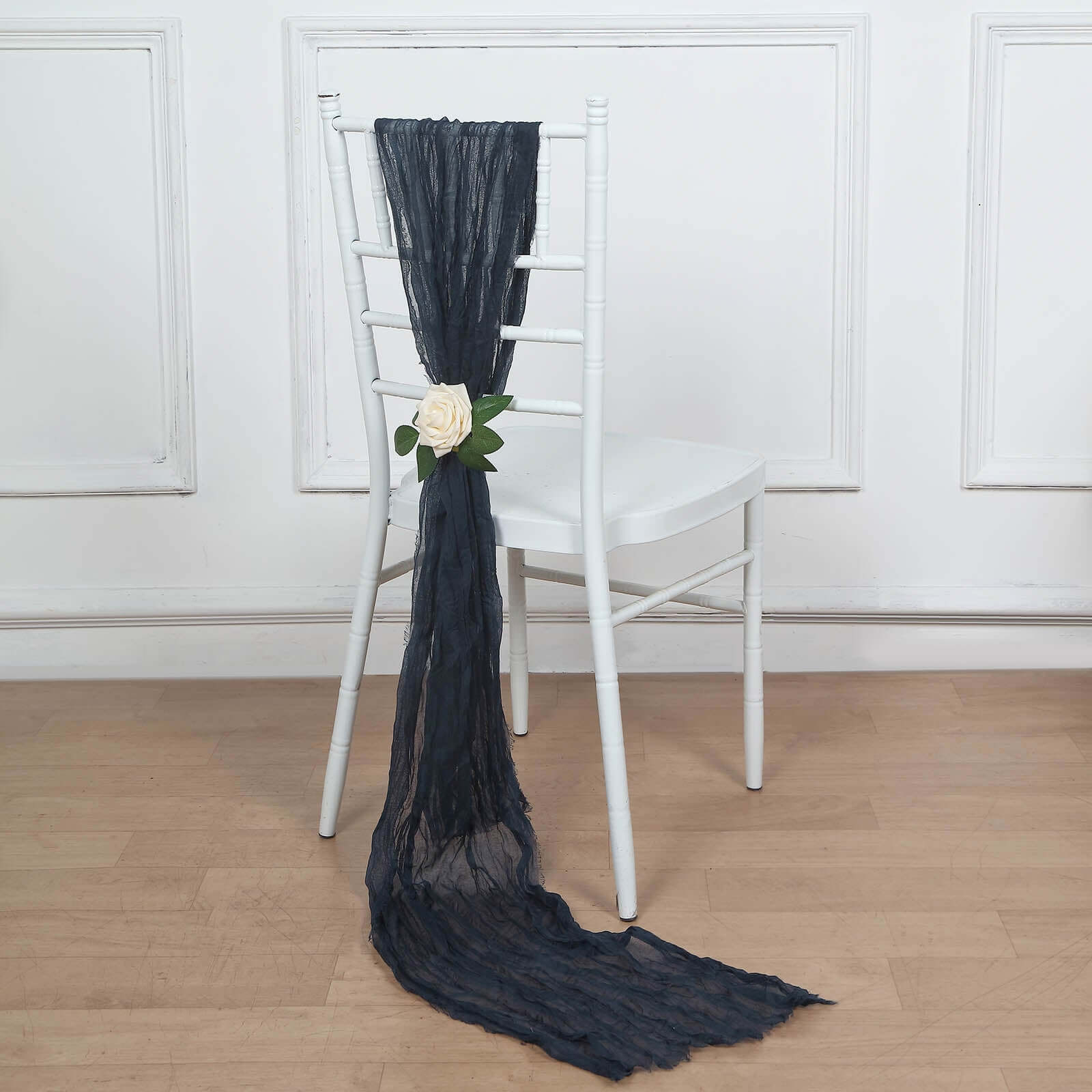 5 Pack Cheesecloth Gauze 16"x88" Chair Sashes Navy Blue - Boho Chair Decorations