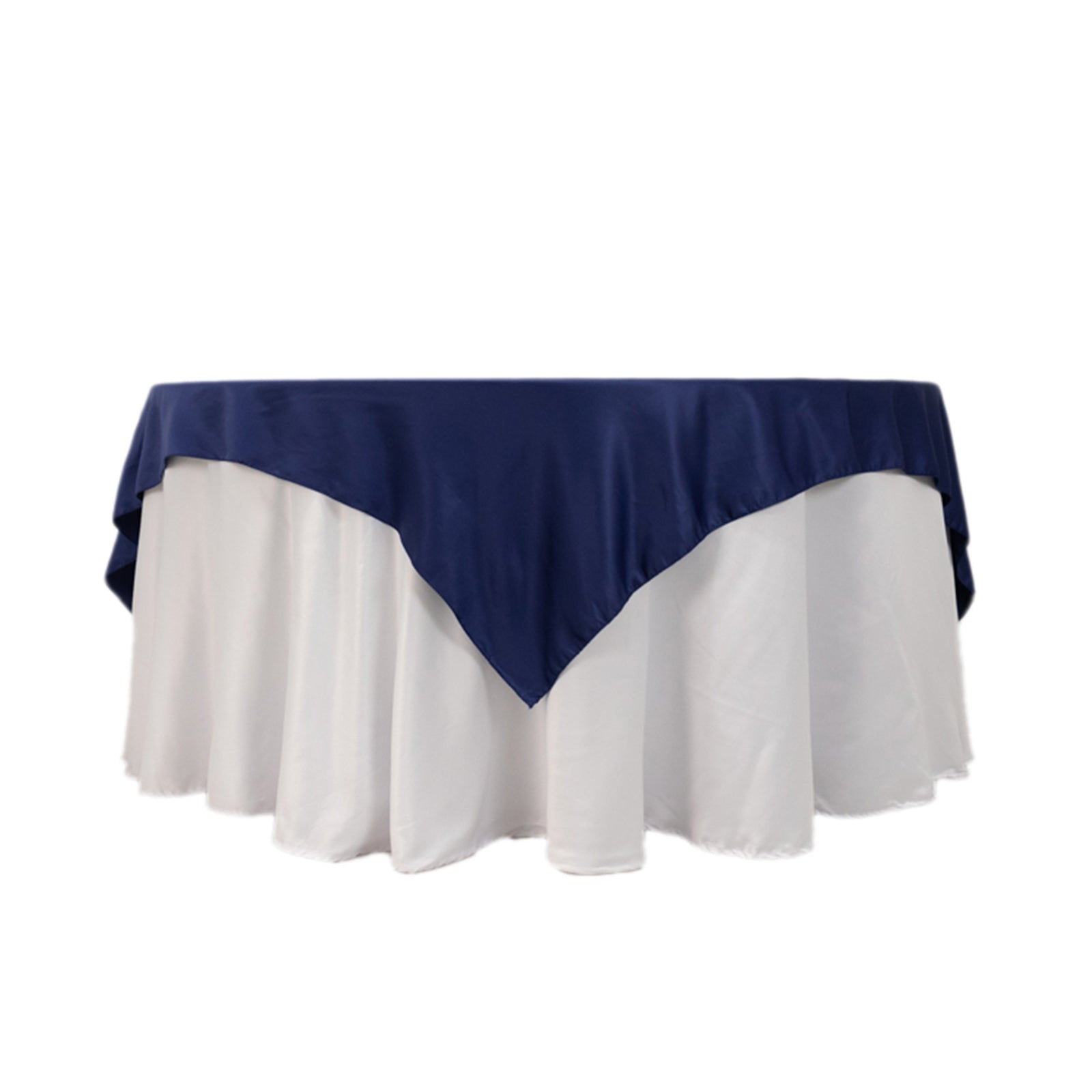 Lamour Satin 72"x72" Table Overlay Square Tablecloth Navy Blue - Smooth Finish Table Topper